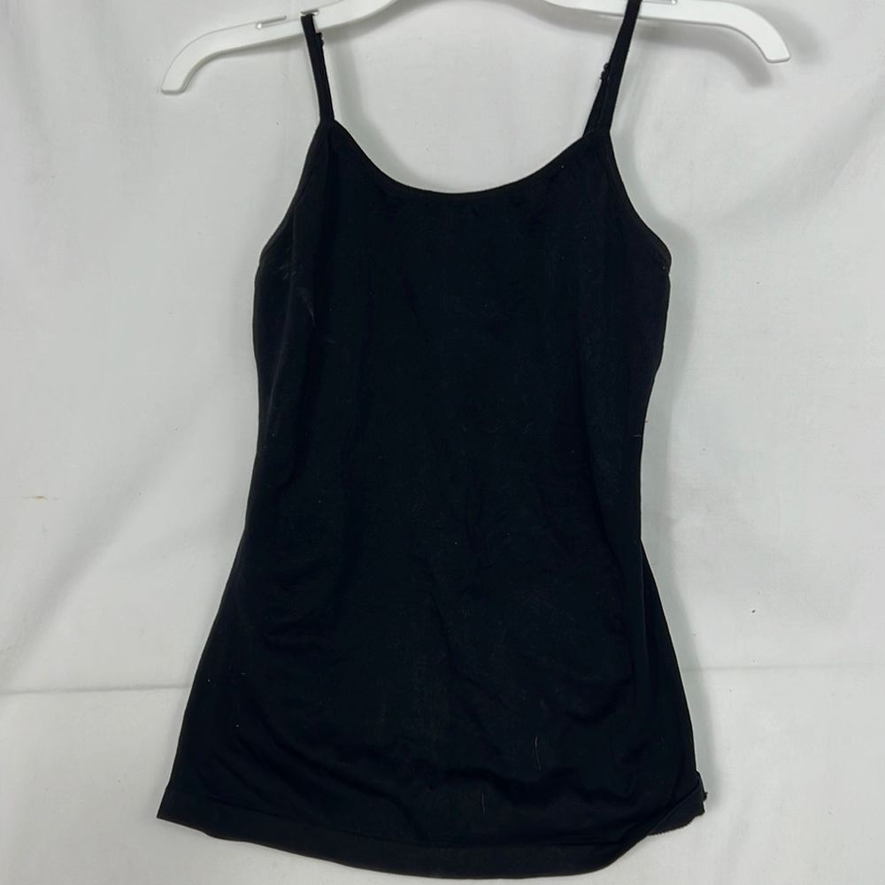 #0989 iTong Plain Black Stretchy Tank Top | Size: One Size
